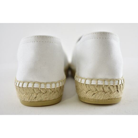 Prada Bianco White Canvas Fabric Triangle Logo Slip On Slide Espadrille Flat 39 - Picture 11 of 12